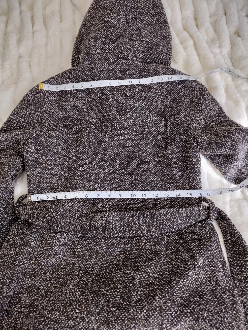 Women's Hooded Double-Breasted Wool-Blend Coat -  Brown/Multi Color - Picture 11 of 16